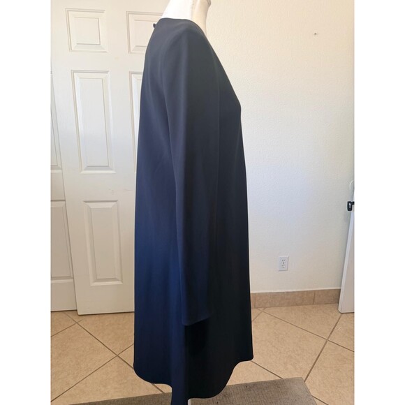 Lafayette 148 New York Pleated A-Line Black MIDI Dress Size M Classic Minimalist - Picture 4 of 16